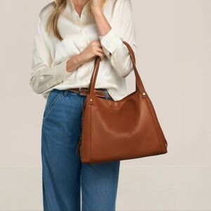 Quiet Luxury American Leather Co Liberty Shopper Brown Pebbled Leather Tote